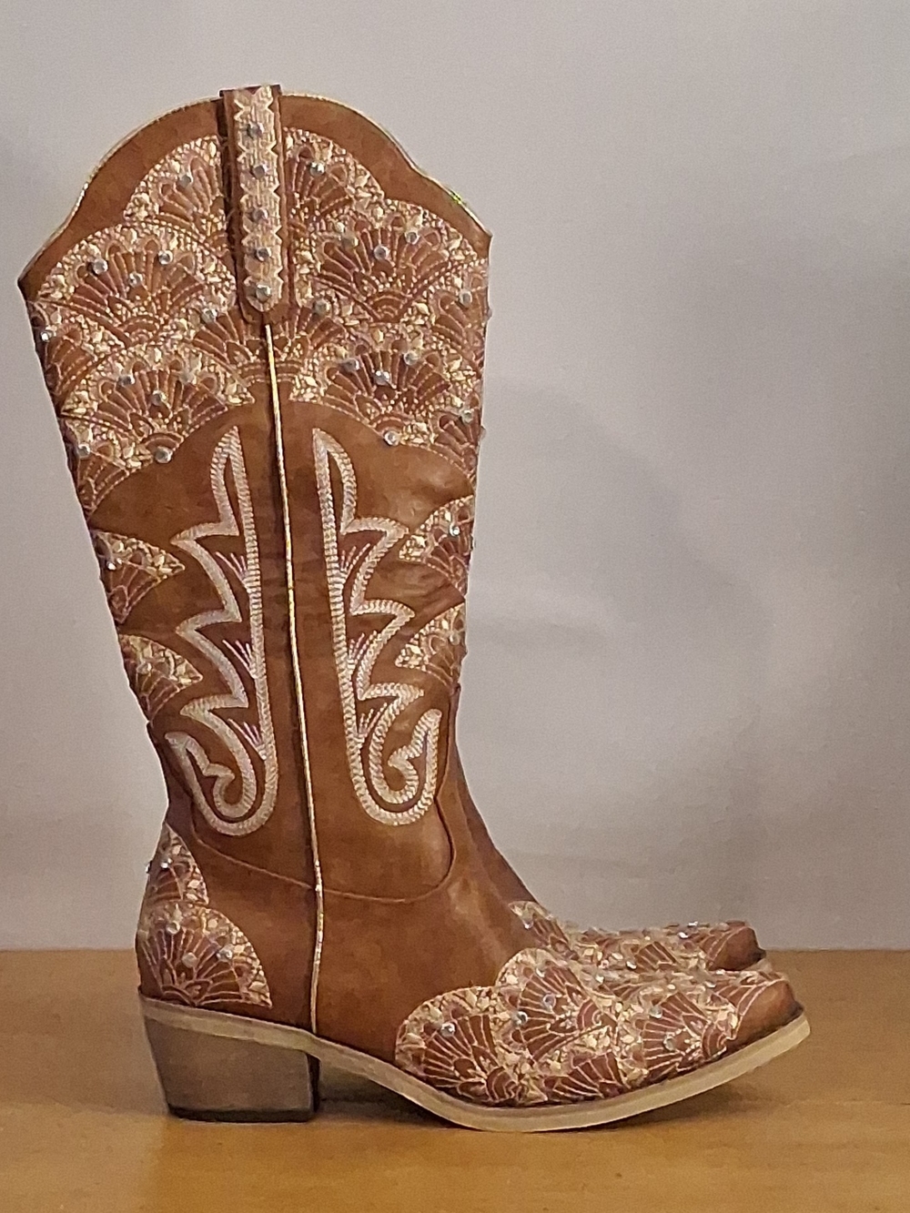 Redtop Tan Embroidered Western Heeled Boots